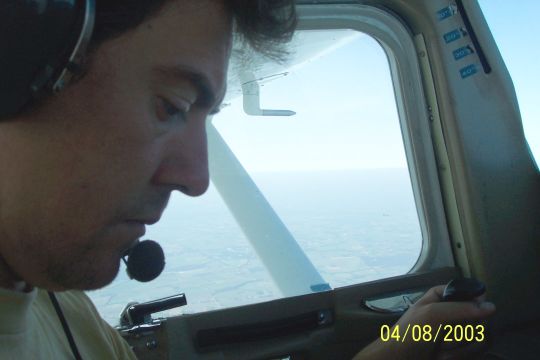 Mark in z'n cockpit